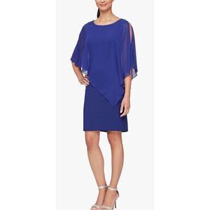 S.L. Fashions Women's Short Chiffon Beaded Capelet Dress